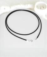 Κορδόνι Λαιμού Καουτσούκ 2mm 43cm Με Ασήμι 925 Κούμπωμα RCK250-2-Μαύρο