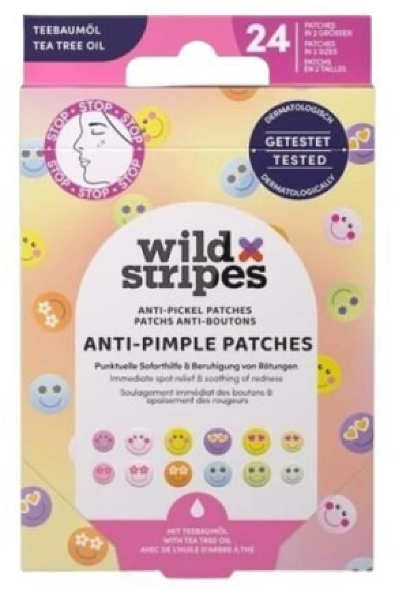 WILD STRIPES anti pimple patches smile stop tea tree oil 24τμχ