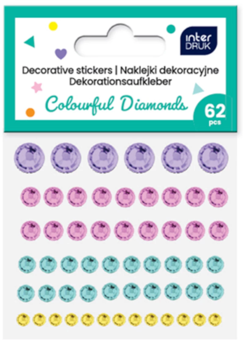 Διακοσμητικά Αυτοκόλλητα Interdruk Colourful Diamonds 62pcs 378279
