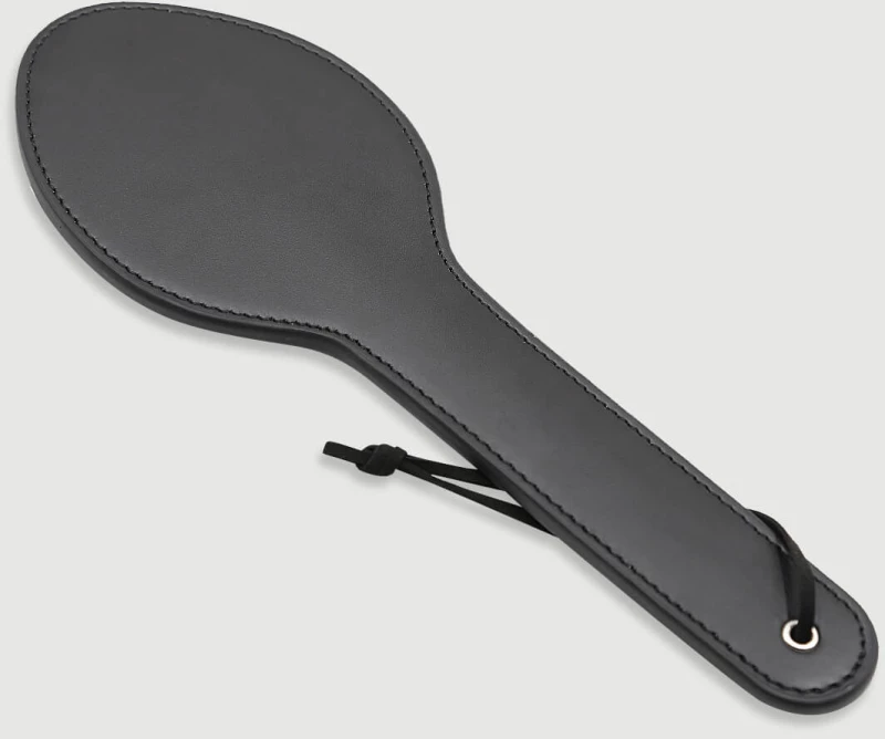 Paddle Σε Σχήμα Οβάλ Από Συνθετικό Δέρμα Με Λουράκι Spoon Shaped Paddle With Wrist Strap - Μαύρο
