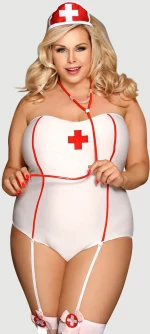 Plus Size Sexy Στολή Νοσοκόμας Plus Size White Sexy Nurse Costume Teddy - Λευκό