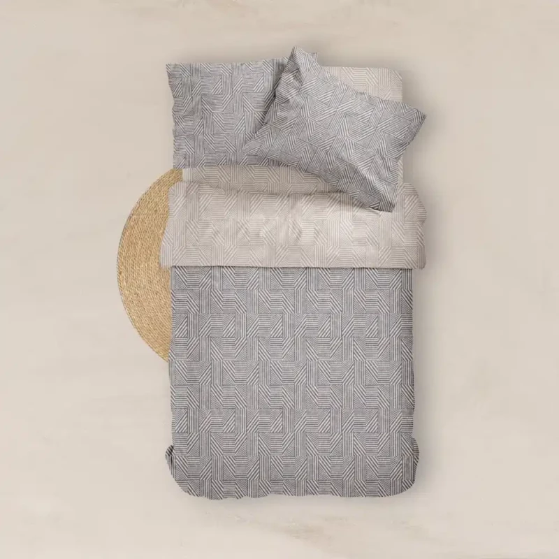 Σεντόνια Εμπριμέ Σετ Doric Υπέρδιπλα Borea Home Textiles - Μπλε