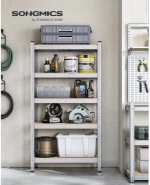 Ράφι SONGMICS 5 Επιπέδων, Χωρίς Βίδες, 650 kg, 30x75x150 cm, Ασημί
