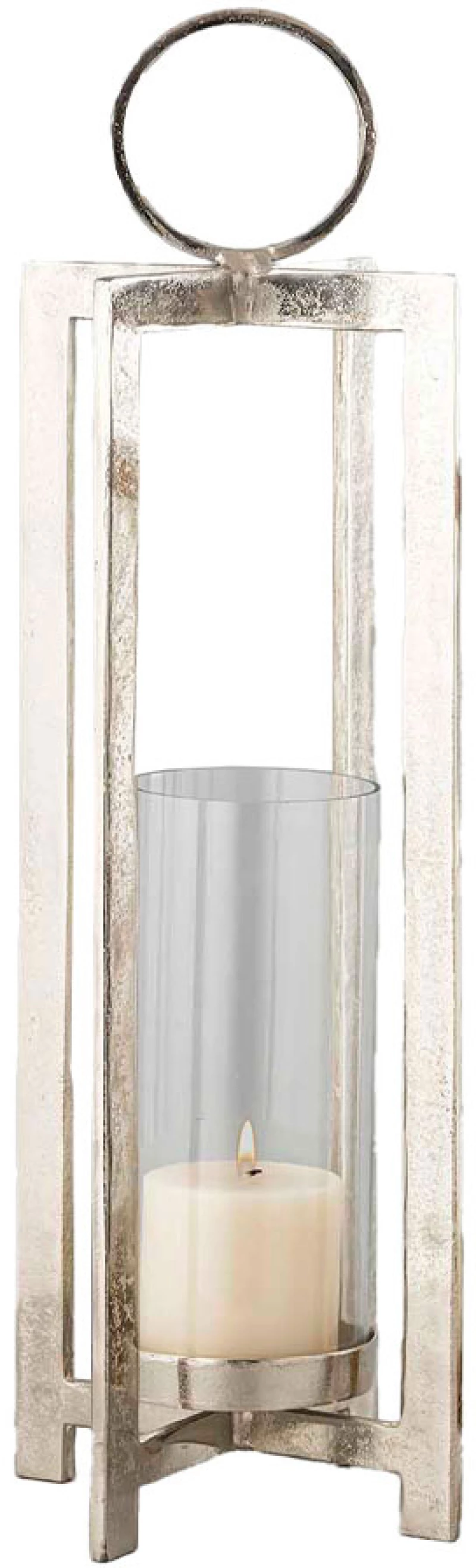 LIBERTA BEACON LIGHT ΦΑΝΑΡΙ 25.5x25.5x78cm ΑΛΟΥΜΙΝΙΟ ΑΣΗΜΙ ΓΥΑΛΙ