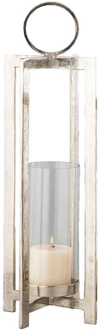 LIBERTA BEACON LIGHT ΦΑΝΑΡΙ 25.5x25.5x78cm ΑΛΟΥΜΙΝΙΟ ΑΣΗΜΙ ΓΥΑΛΙ
