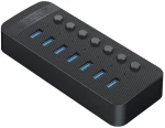 ORICO USB hub CT2U3-7AB με διακόπτες, 7x θυρών, USB 3.0, 5Gbps, USB σύνδεση, μαύρο