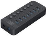 ORICO USB hub CT2U3-7AB με διακόπτες, 7x θυρών, USB 3.0, 5Gbps, USB σύνδεση, μαύρο