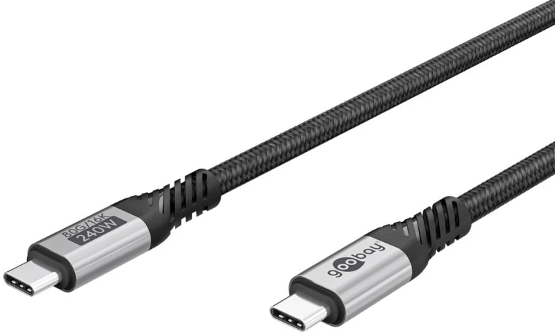 GOOBAY καλώδιο USB-C 74776, USB4, 240W, 80Gbps, 16K/60Hz, 1.5m, μαύρο
