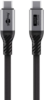 GOOBAY καλώδιο USB-C 74776, USB4, 240W, 80Gbps, 16K/60Hz, 1.5m, μαύρο