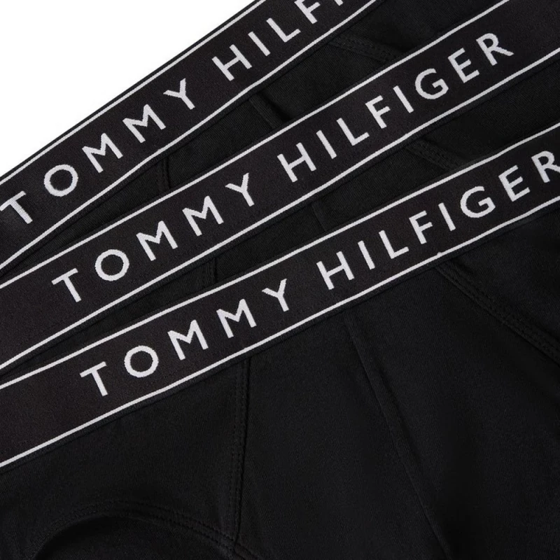 Ανδρικά Slip Tommy Hilfiger - Μαύρα Βαμβακερά Brief - Logo λάστιχο - 3 pack
