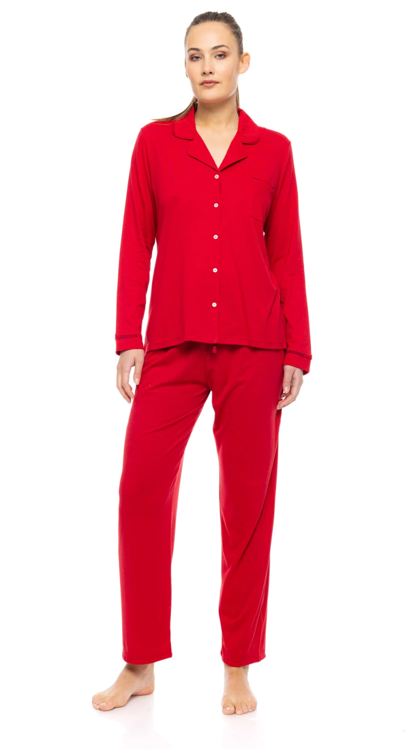 Γυναικεία Πυτζάμα Pink Label - Σεμιζιέ - Κόκκινη - Regular Fit - Cotton