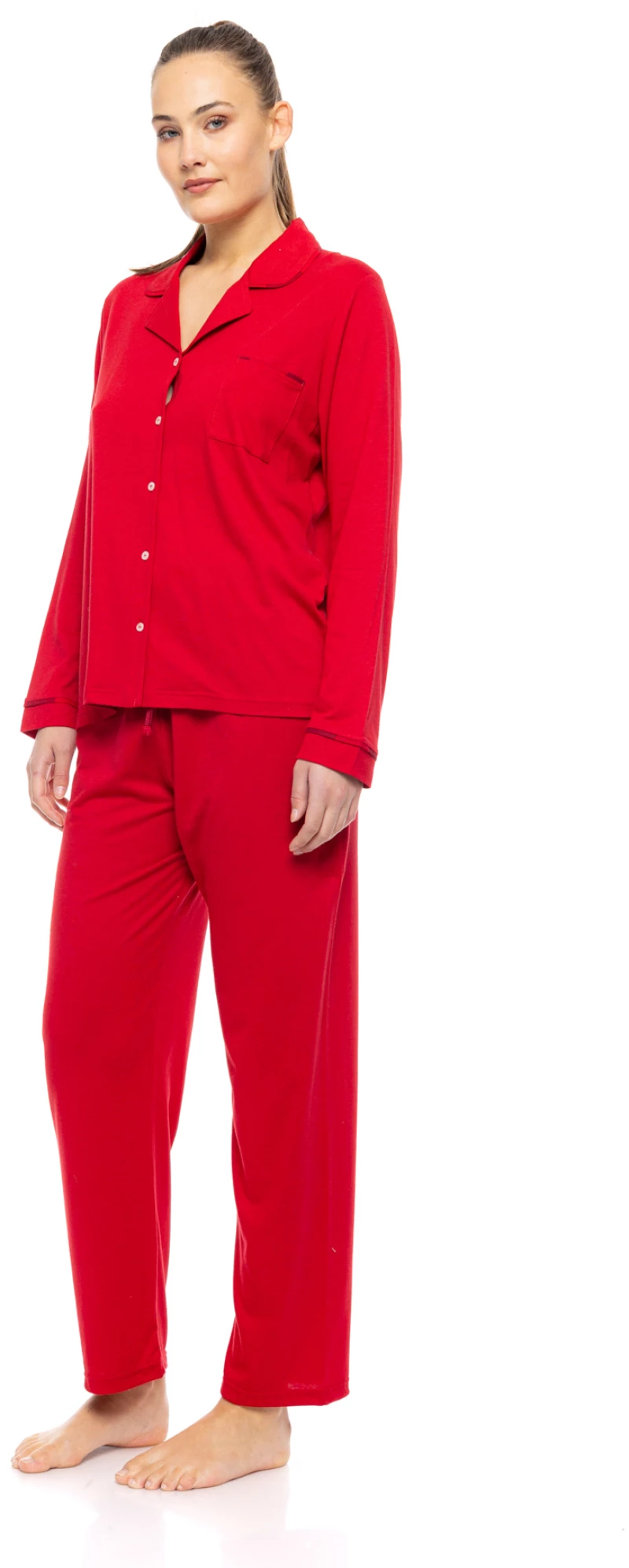 Γυναικεία Πυτζάμα Pink Label - Σεμιζιέ - Κόκκινη - Regular Fit - Cotton