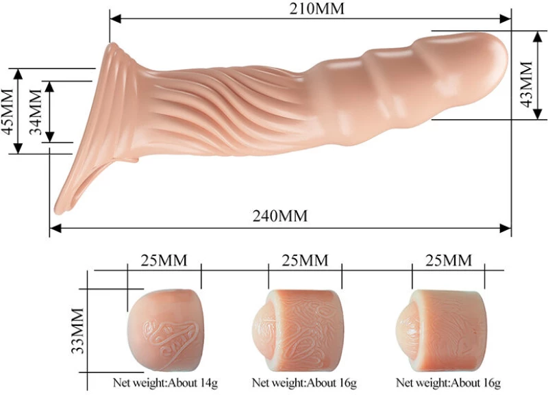 PRETTY LOVE - TEXTURED PENIS SHEATH WITH EXTENDERS