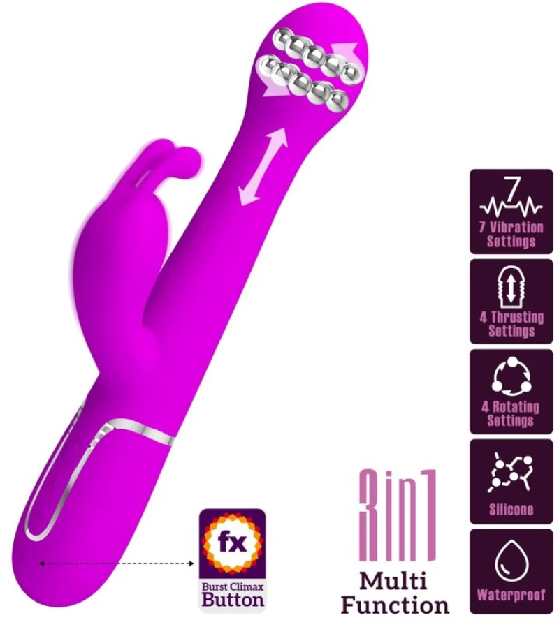 PRETTY LOVE - DEJON RABBIT VIBRATOR 3 IN 1 MULTIFUNCTION VIOLET