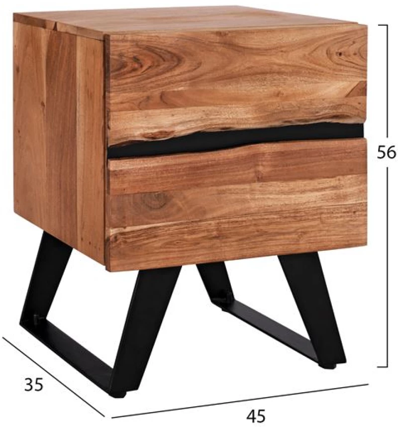 AP Κομοδίνο ξύλινο Aletta 45x35x56εκ. 50218252