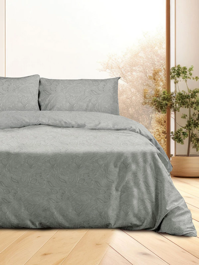 Σετ Σεντόνια Flannel 2040 Grey Διπλό με λάστιχο (150x205 30)