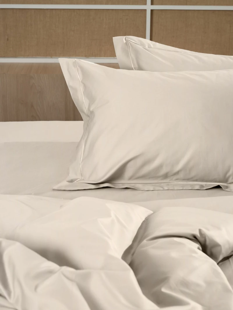 Σετ Σεντόνια Βαμβακοσατέν Omnia μονόχρωμα Beige King Size (280x300)