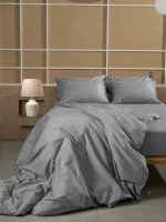 Σετ Σεντόνια Βαμβακοσατέν Omnia μονόχρωμα Grey Υπερδιπλο (255x280)
