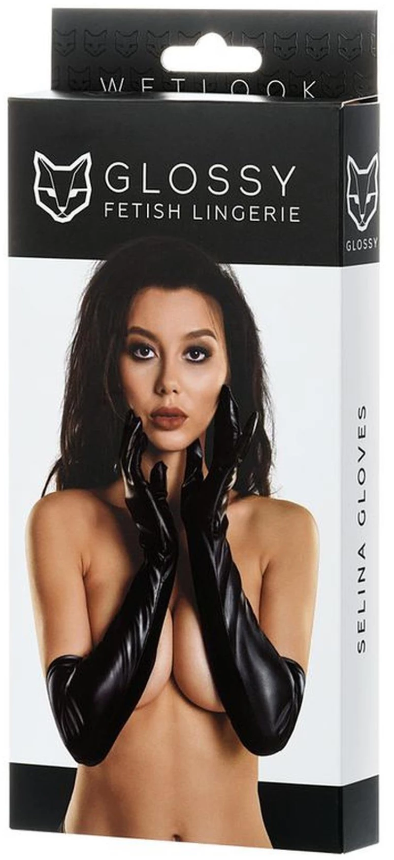 Glossy gloves SELINA - black