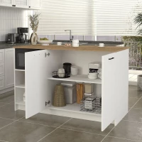 Τραπέζι - Πάγκος κουζίνας Peres  χρώμα λευκό - sepet oak 150x70x91,8εκ.