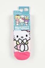Σετ 3 ημίκοντες κάλτσες κορίτσι "Hello Kitty & Friends" σομόν-λιλά-ροζ