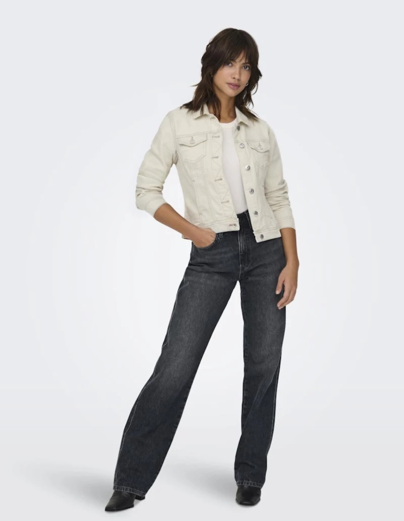 Μπουφάν τζιν γυναικείο "Wonder" εκρού
