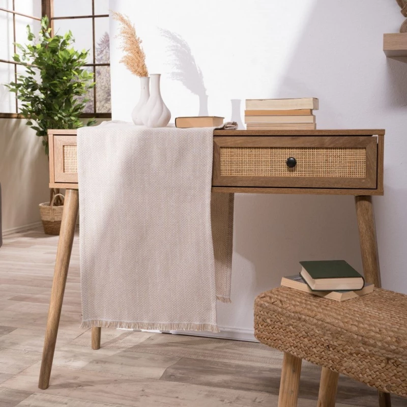 Τραβέρσα Rieti 02 Beige Teoran 45X180 Βαμβάκι-Πολυέστερ
