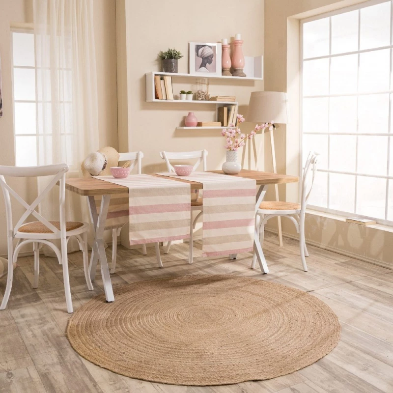 Τραβέρσα Vera 06 Beige-Pink Teoran 40x160 Βαμβάκι-Πολυέστερ