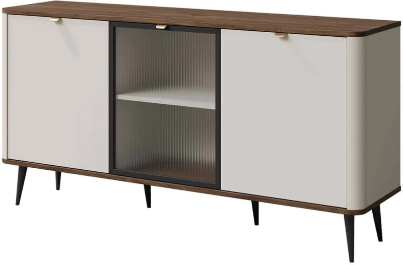 Μπουφές Marly Reg Ι 162905759 160x40x82cm Off White-Brown Μοριοσανίδα,Mdf