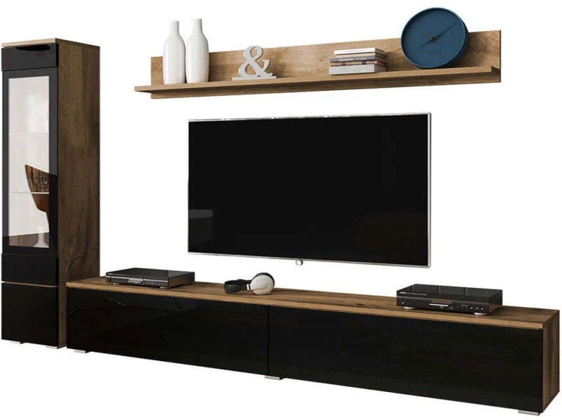 Σύνθεση Τηλεόρασης Vera I 162292419 180x33x132cm Black-Natural