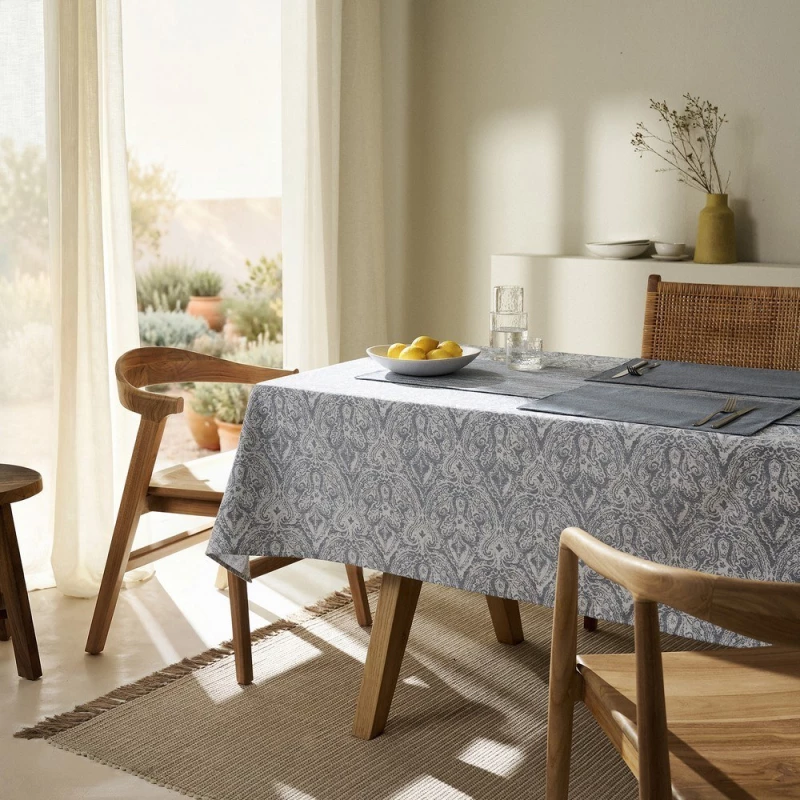 Τραπεζομάντηλο Perla 176 Grey Gofis Home 135Χ135 Βαμβάκι-Πολυέστερ