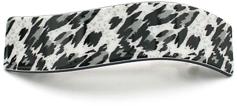 ΚΟΚΑΛΑΚΙ ΜΠΑΡΕΤΑ από πλαστικό + μέταλλο σε animal print λευκό-μαύρο