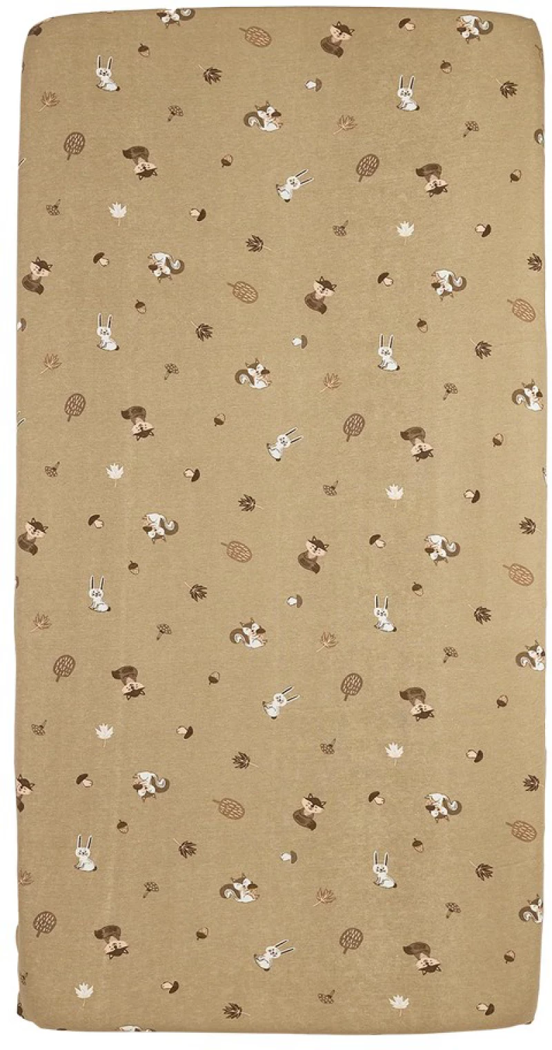 Meyco Σεντόνι με Λάστιχο Jersey Forest Animals Sand 70x140/150cm