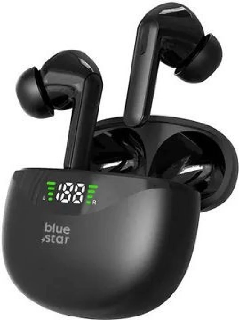 Blue Star T60 In-ear Bluetooth Handsfree Ακουστικά με Θήκη Φόρτισης - Μαύρο