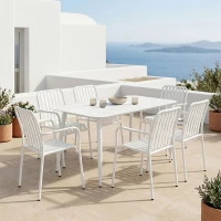 539065 ΤΡΑΠΕΖΑΡΙΑ HEVEN VISTA PAKOWORLD ΣΕΤ 7ΤΕΜ ΛΕΥΚΟ ΑΛΟΥΜΙΝΙΟ 120X70X72ΕΚ