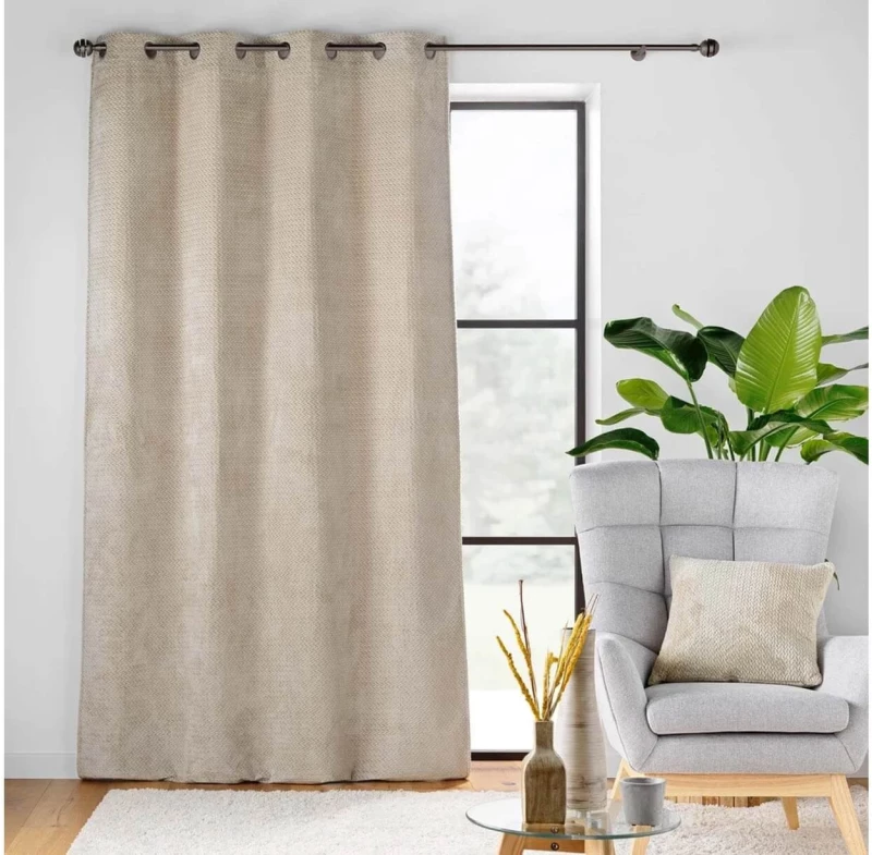 ΚΟΥΡΤΊΝΕΣ & ΚΟΥΡΤΙΝΌΞΥΛΑ CURTAIN WITH EYELETS 140 X 240 CM PLAIN EMBOSSED F