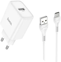 Φορτιστής Ταξιδίου Hoco DC72 River USB-A 5V 2.1A με Καλώδιο USB-A σε  USB-C 1m Λευκός