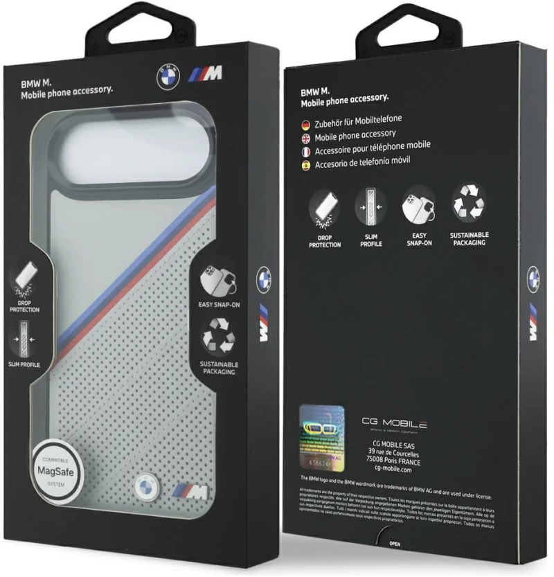 BMW M Tricolor Metal Logo MagSafe Case for iPhone 17 Air - Gray
