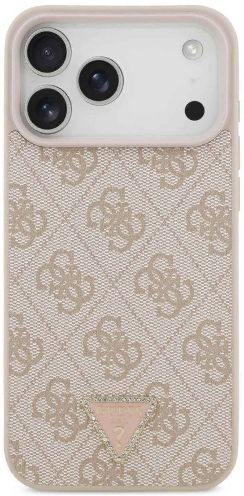 Guess Leather 4G Triangle Strass MagSafe Case for iPhone 17 Pro Max - Pink