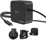 J5create - 102W GaN PD USB-C 2-Port Charger, Interchangeable AC Plugs / Computers