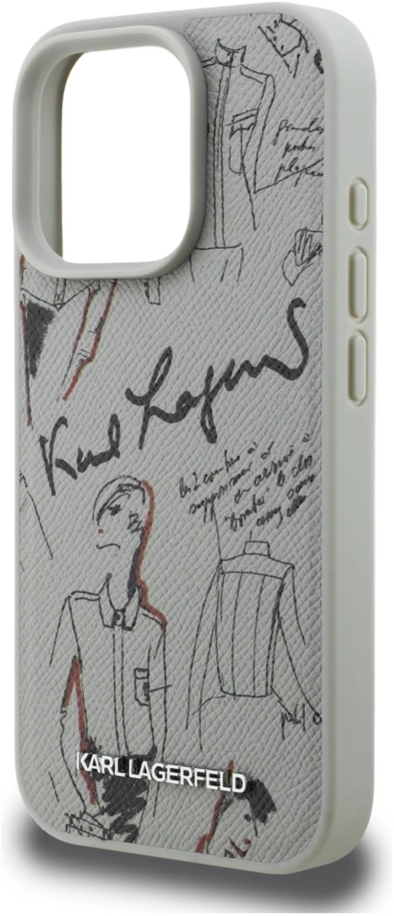 Karl Lagerfeld Grained Pattern & Logo MagSafe Case for iPhone 16 Pro Max - Gray