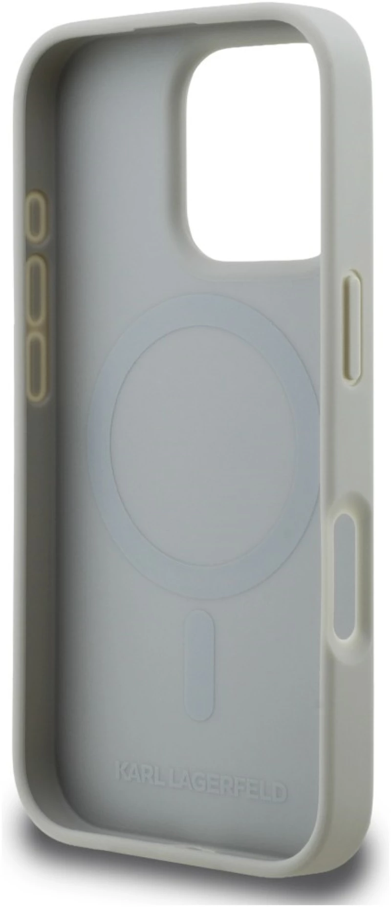 Karl Lagerfeld Grained Pattern & Logo MagSafe Case for iPhone 16 Pro Max - Gray