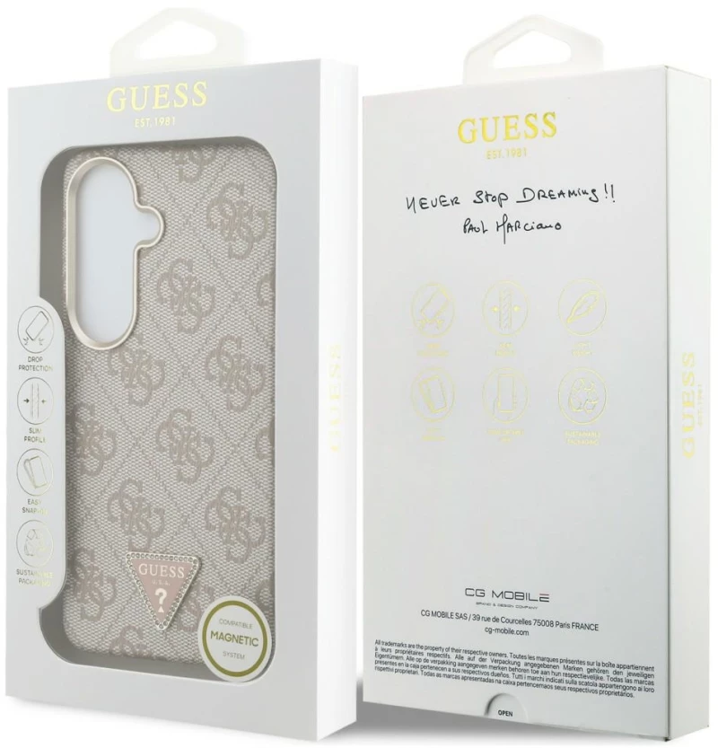 Etui Guess 4G Triangle Logo MagSafe na Samsung Galaxy S26 - różowe