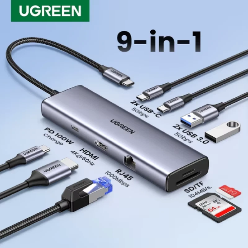 Ugreen CM498 USB-C Docking Station με HDMI 4K PD Ethernet Γκρι
