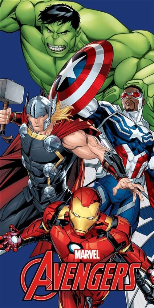 Πετσέτα Θαλάσσης Quick Dry Marvel Avengers 670 70X140 Blue 100% Microfiber - -