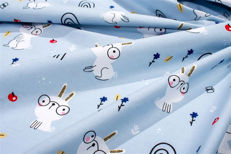 Πάνα Χασέ bebe Rabbit Garden 584 80X80 Sky Blue 100% Cotton - -