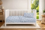 Σεντόνια Εμπριμέ Σετ 3 τεμ bebe Rabbit Garden 584 120X160 Sky Blue 100% Cotton - -
