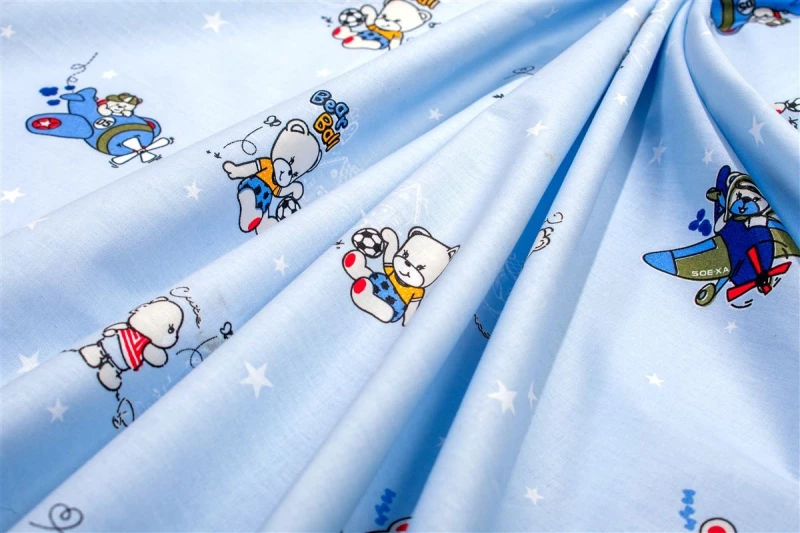 Σεντονάκι Λίκνου bebe Bear's Playtime 591 80X110 Sky Blue 100% Cotton - -