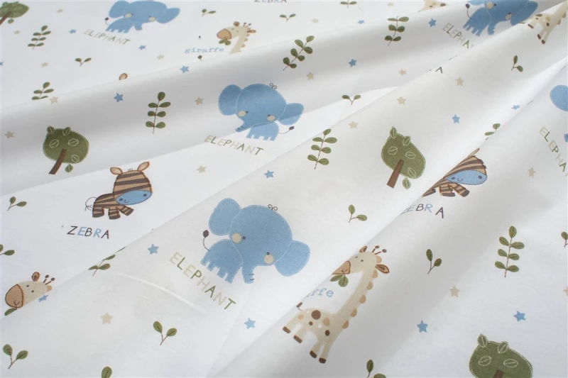 Πάνα Χασέ bebe Happy Safari 711 80X80 White-Sky Blue 100% Cotton - -