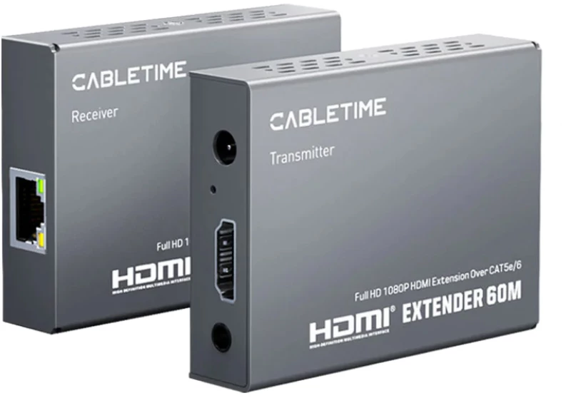 CABLETIME HDMI video extender CT-HEHD-FG60 μέσω καλωδίου RJ45, 1080p/60Hz, έως 60m